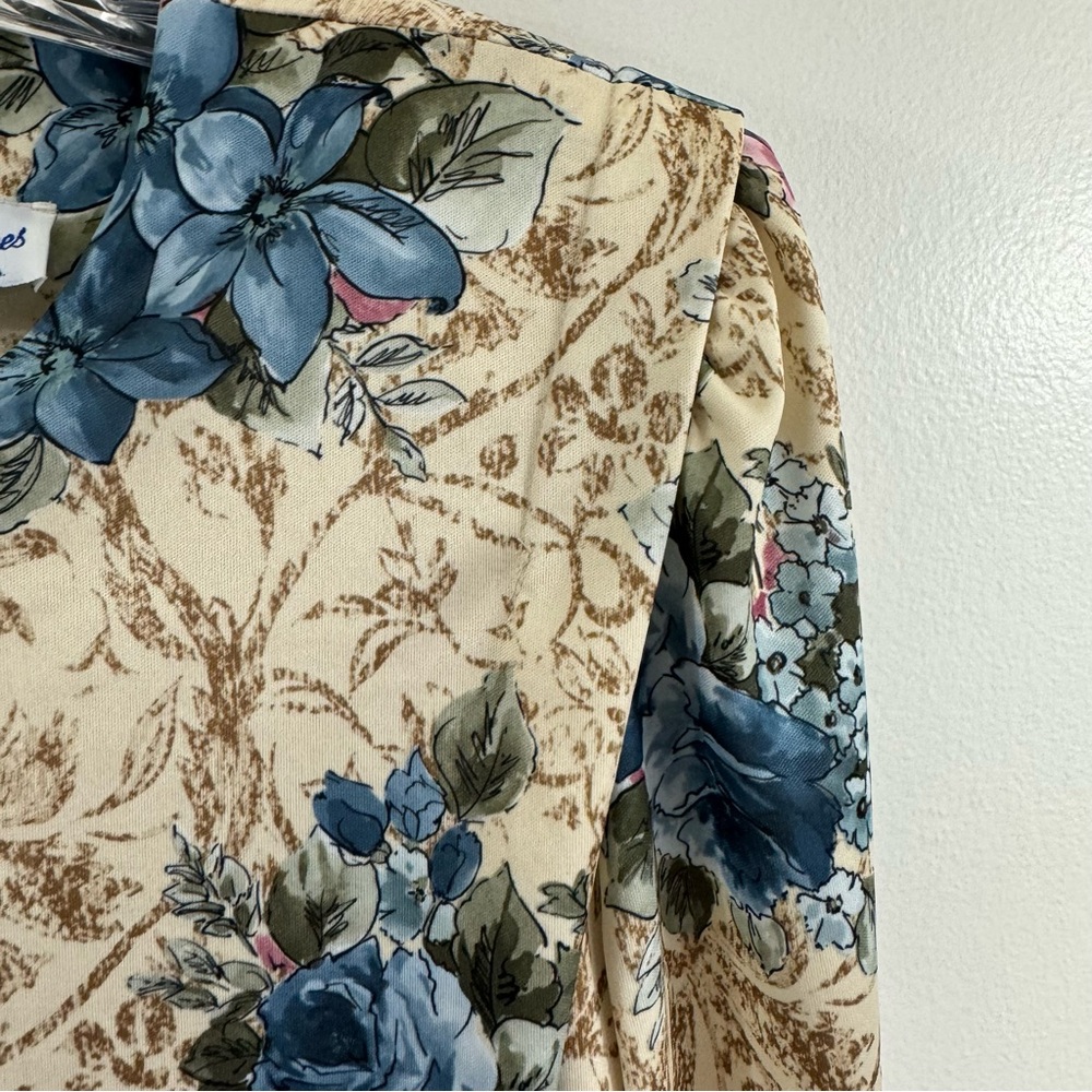 Vintage Good Times 1980’s Floral Dress USA Made Elastic Waist Size 18 - Picture 5 of 16